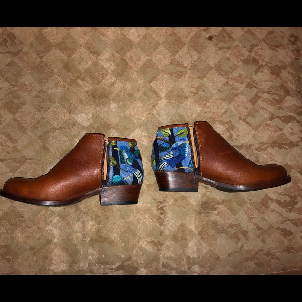 Leather Embroidered Booties